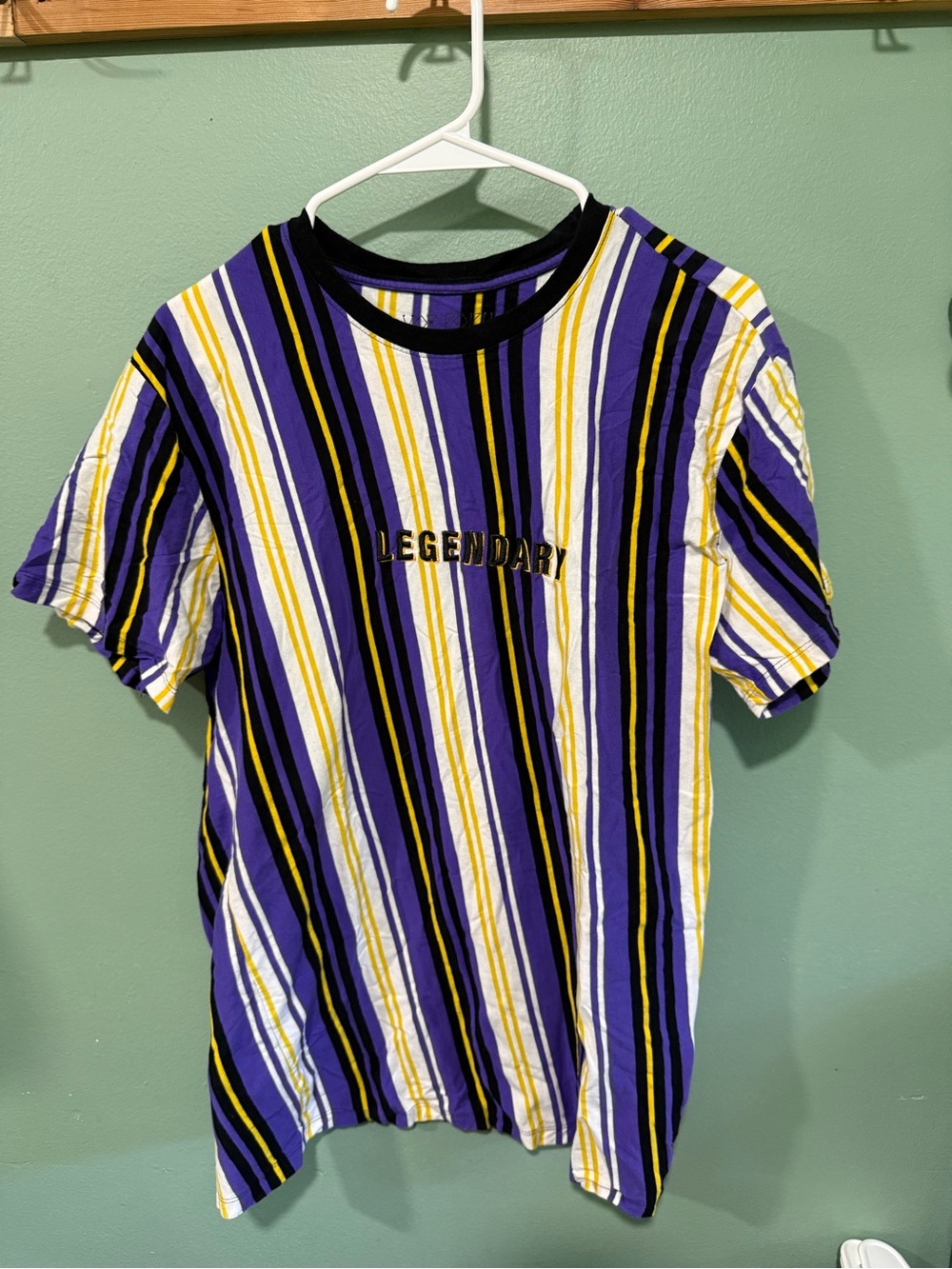 Legendary Striped Crewneck T‑Shirt - Purple/Black/Yellow/White